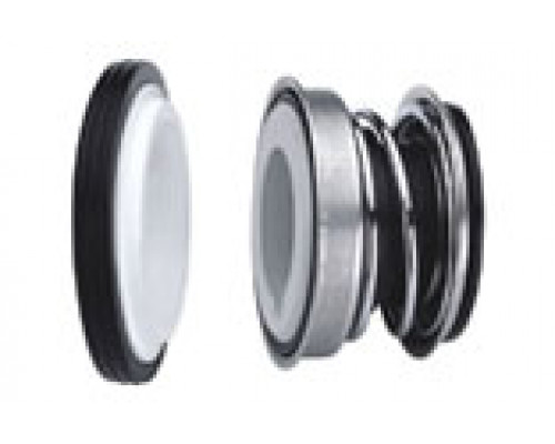 Mechanical seal model IN0140.102.VVPGG, a bellows-type seal with ceramic rotating and stationary faces, mounted on a shaft.
